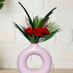 GW CREATIONS Pink Donut Shaped Flower Vase-image-81