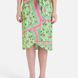 Kazo Floral Scarf Printed Wrap Midi Skirt-22