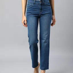 Xpose Women Blue Comfort Wide Leg High-Rise Light Fade Stretchable Jeans-picture-42