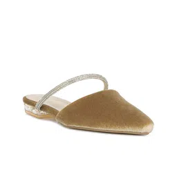 London Rag Women Khaki Embellished Mules Flats-image-18