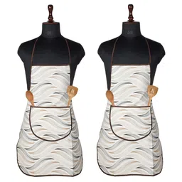 Kuber Industries 2- Pcs Cream & Black Printed PVC Apron-27