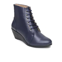 VALIOSAA Women Lace-Ups Pointed-Toe Wedges Heel Boots-image-4