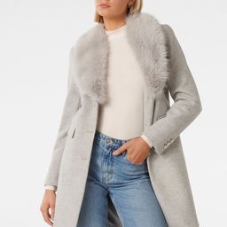 Forever New Double Breasted Faux Fur Trim Longline Overcoat-image-52