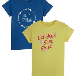 Gini and Jony Girls Pack of 2 Typography Printed Cotton Tshirts-image-24