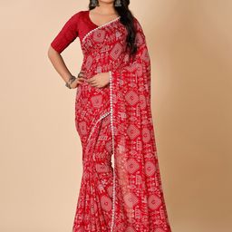 NIRMAL CREATION Warli Printed Pure Georgette Saree-image-67