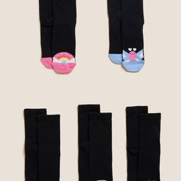Marks & Spencer Girls Pack Of 5 Assorted Printed Knitted Above Ankle-Length Socks-6