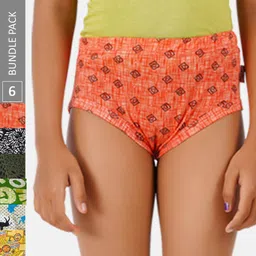 Ramraj Girls Pack Of 6 Assorted Pure Combed Cotton Hipster Briefs LuttyJetty6P-image-19