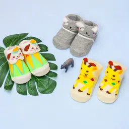 Yellow Bee Infant Boys Pack of 3 Patterned Ankle-Length Socks-13