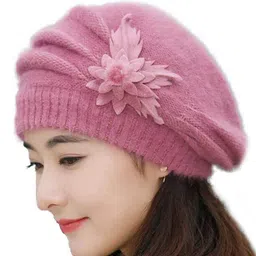 YOUSTYLO Adults Pink Self Design Woolen Winter Beanie Cap-picture-13