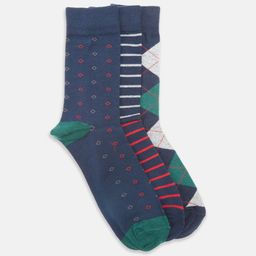 BYFORD by Pantaloons Men Pack of 3 Assorted Cotton Patterned Calf Length Socks-28