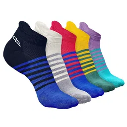 Heelium Men Pack Of 5 Striped Odour-Free & Breathable Ankle Length Socks-image-35