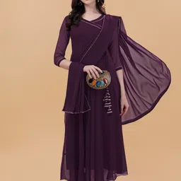 PMD Fashion V-Neck Gotta Patti Anarkali Kurta with Dupatta-picture-47