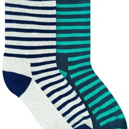 Heelium Unisex Kids Pack of 2 Teal & Navy Blue Striped Socks-20