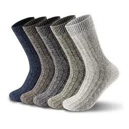 EL REGALO Pack Of 5 Patterned Cotton Breathable Calf Length Socks-35