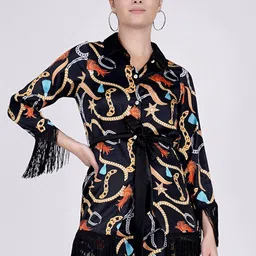 First Resort by Ramola Bachchan Conversational Chain Printed Spread Collar Modern Shirt-image-35