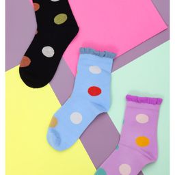 Yellow Bee Girls Pack Of 3 Patterned Cotton Ankle-Length Socks-image-56
