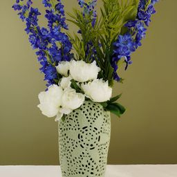 Pure Home and Living Green Floral Cut-out Patterned Ceramic Vase-image-36