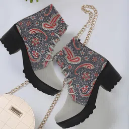 FASHIMO Women Printed Mid Top Platform Heeled Boots-image-7