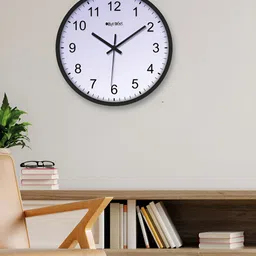 OLIVE TREE Black & Blue Round Shaped Contemporary Analogue Wall Clock-45