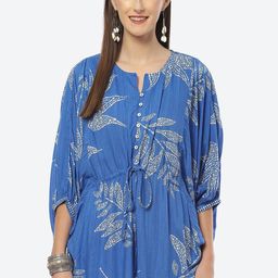 Biba Blue Floral Print Kaftan Longline Top-picture-14