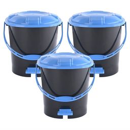 Kuber Industries 3-Pcs Grey & Blue Check Dhakkan Pedal Dustbins - 7 Ltrs-2