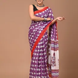 Shivanya Handicrafts Pure Cotton Block Print Saree-15