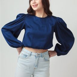 Zink London Puff Sleeve Blouson Crop Top-picture-32