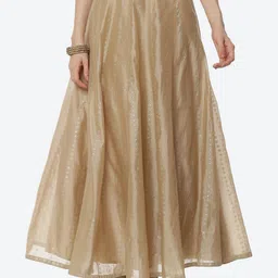 Rangriti Women Gold-Toned Solid Flared Maxi Skirts-image-20