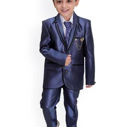 FOURFOLDS Boys Self Design Single-Breasted 4-Piece Suits-picture-20