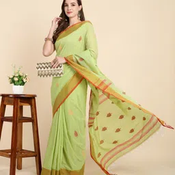 SLAGHA Woven Design Zari Pure Cotton Khadi Saree-image-91