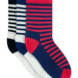 Heelium Kids Pack Of 3 Striped Pure Bamboo Calf-Length Socks-18