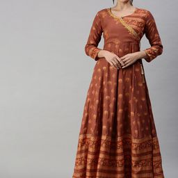 SHOWOFF Floral Printed Thread Work Wrap Cotton Maxi Ethnic Dress-image-44