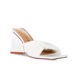 London Rag White Solid Block Heels-8