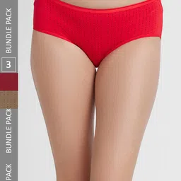 FashionRack Women Pack Of 3 Printed Assorted Cotton Hipster Briefs-image-47