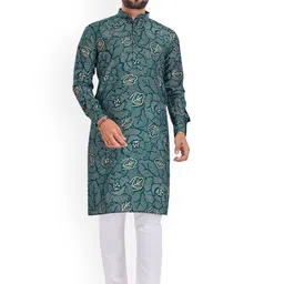 BAESD Ethnic Motifs Printed Band Collar Straight Kurta-image-74