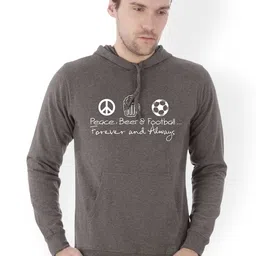 Campus Sutra Men Charcoal Grey Printed Hooded Sweatshirt-image-14