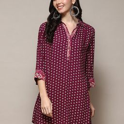 Biba Bandhani Printed Shirt Collar Kurti-picture-22