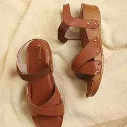 ICONICS Brown Block Sandals-15