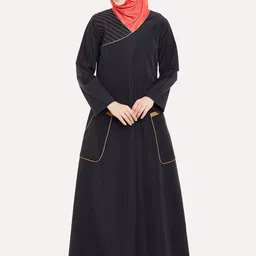 MOMIN LIBAS Women Black & Beige Abaya Burqa-image-78