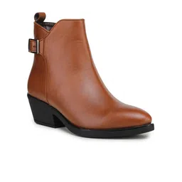 GARDIN Women Tan Brown Solid Ankle Boots-image-40