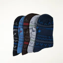 Cotstyle Men Pack Of 5 Patterned Pure Cotton Ankle Length Socks-image-79