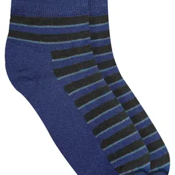 Heelium Men Navy Blue Striped Bamboo Ankle-Length Socks-20