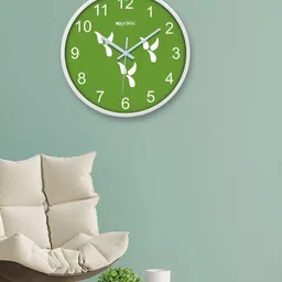 OLIVE TREE White & Green Printed Round Shaped Contemporary Analogue Wall Clock-28