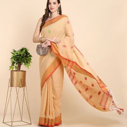 SLAGHA Woven Design Zari Pure Cotton Khadi Saree-image-95