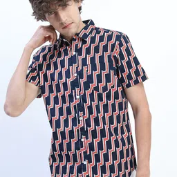 KETCH Men Red Slim Fit Printed Casual Shirt-image-96