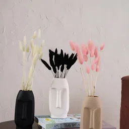 PUREZENTO Viso White & Black 3 Pieces Patterned Ceramic Flower Vases-14