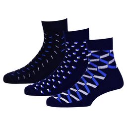 RC. ROYAL CLASS Men Pack Of 3 Navy Blue Patterned Ankle Length Cotton Socks-34