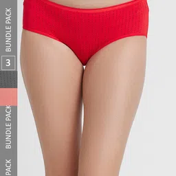 FashionRack Women Pack Of 3 Assorted Printed Cotton Hipster Briefs-image-92