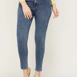 Xpose Women Blue Comfort Slim Fit High-Rise Low Distress Stretchable Jeans-image-57