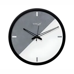RANDOM White & Grey Colourblocked Contemporary Round Wall Clock-19